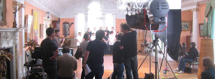 A film crew at the Hall