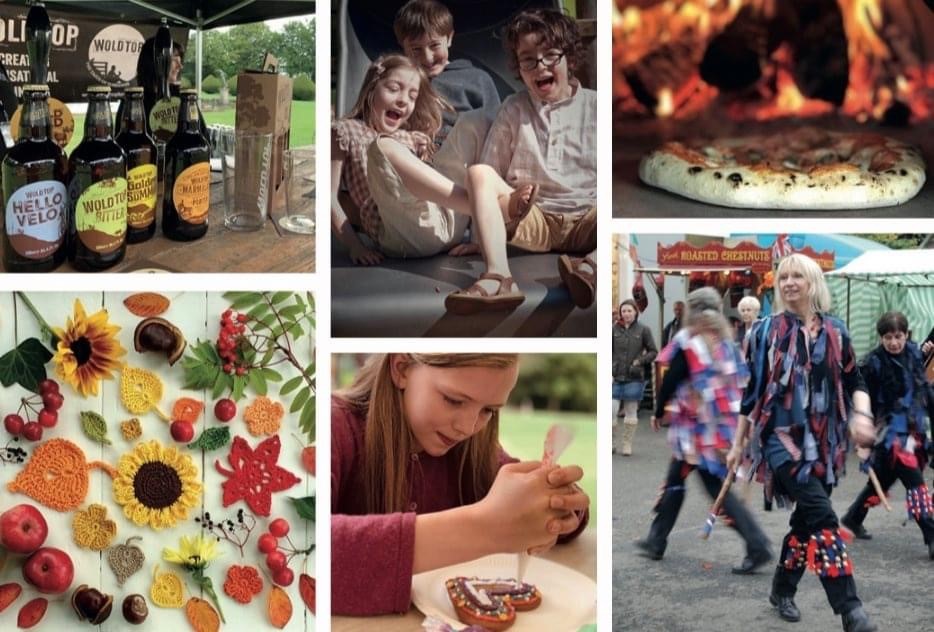 The Autumn Fair: stalls, the slide, the pizza oven, the Morris dancers